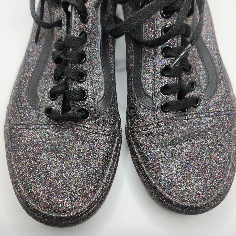 Vans Womens Size 9 Glitter Purple And Black Low Top Lace Up Sneakers Old Skool